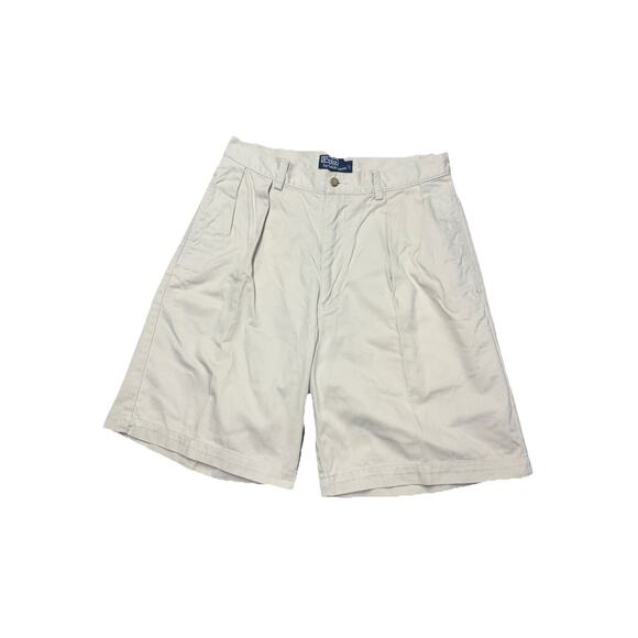 Polo Ralph Lauren Men's Tyler Chino Tan Pleated Front Shorts Size 33 Measures 32 - Picture 1 of 7